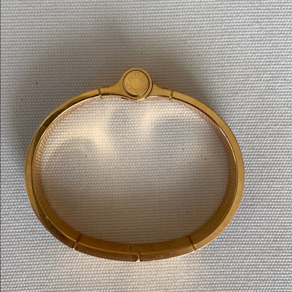 Hermes Enamel Hinged Plum & Rose Gold Bracelet - Picture 4 of 4